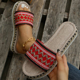 Women's Ethnic Style Thick Sole Woven Holiday Slippers