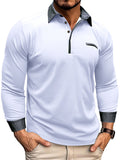 Fashion Lapel Collar Long Sleeve Polo Shirts for Men