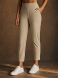 Women High Waist Lightweight Stretch Cropped Travel Pants