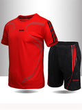 Summer Sports Breathable Quick Dry Short Sleeve Top + Loose Shorts