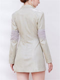 Women's Long Sleeve Tulle Patchwork Bling Tie-waist Mini Dress