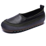 Women's Breathable Leather Splicing Soft Rubber Sole Non-Slip Loafers