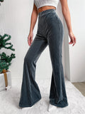 Women's Stylish Elastic Waist Corduroy Flared Pants