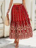 Women's Boho Holiday Style Print High Waist A-Line Beach Skirt