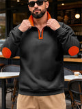 Men's Autumn Contrast Color Half Zipper Stand Collar Pullover Sweatshirts