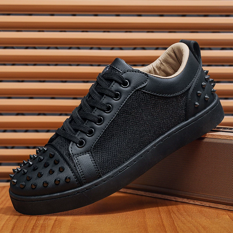 Men's Casual Korean Style Trendy Rivet Patchwork Lace Up Flats Shoes