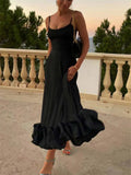 Romantic Rose Pleated Backless Midi Dress