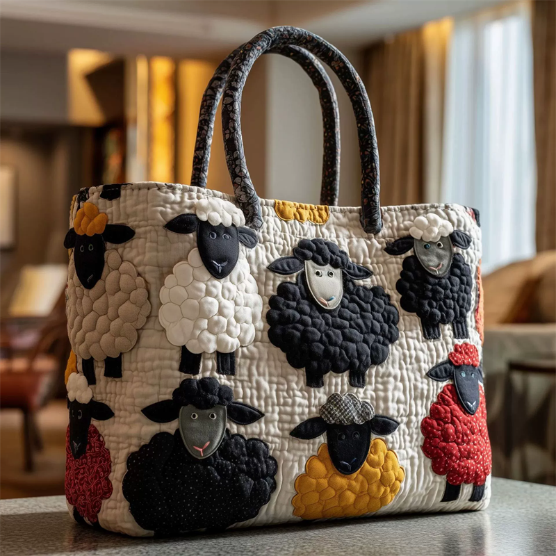 Stylish Sheep Cartoon Canvas Tote Bag for Women