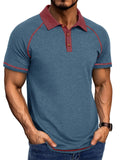 Men's Summer Contrast Color Lapel Polo Shirts