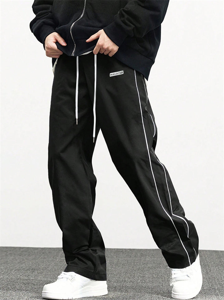 Men's Retro High Street Contrast Color Straight Pants