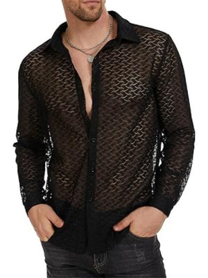 Men's Trendy See-Through Oversized Lapel Shirts