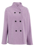 Women's Casual Solid Color Double-breasted Stand Collar Coats