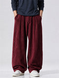 Men's Autumn Simple Retro Corduroy Loose Fit Straight Leg Trousers