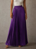 Women High Waisted  A Line Flowy Pleated Maxi Skirts