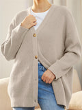 Female Versatile Trendy V-neck Solid Color Knitted Sweater