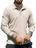 Men's Fall Slim Fit Stripe Texture Golf Shirt