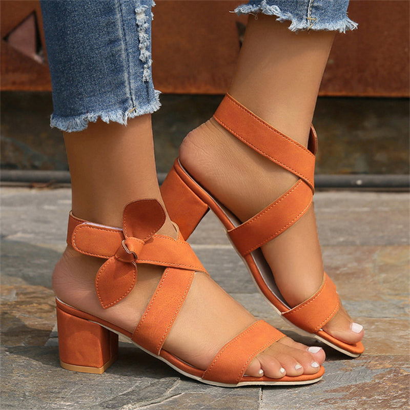 Women's Elegant Side Bowknot Cross Strap Velcro High Heel Sandals