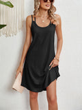 Women's Candy Color U Neck Sleeveless Hollow Out Sundress