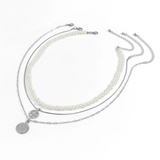 3pcs/Set Hollow Out Cross Flower Coin Pendant Beaded Necklaces