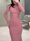 High Neck Solid Color Sexy Bodycon Dresses for Women