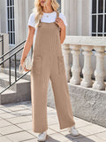 Women's Summer Casual Solid Color Pockets Strap Jumpsuits