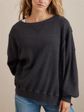Trendy Side Slit Waffle Knitting T-shirts for Women
