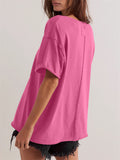 Women's Summer Casual Solid Color Round Neck Short Sleeve T-Shirt