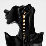Vintage Golden Bead Long Pendant Earrings for Lady