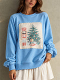 Women Christmas Nutcracker Oversized Graphic Pullover Sweatshirt