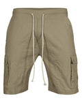 Men's Summer Casual Elastic Waist Patch Pocket Cargo Shorts