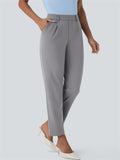 Women's Solid Color Casual Straight Cropped Suit Pants