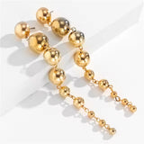 Vintage Golden Bead Long Pendant Earrings for Lady