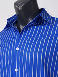 Men's Lapel Striped Button Up Long Sleeve Vacation Party Shirt