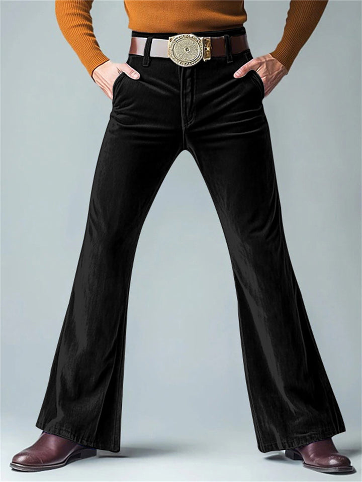 Men's Solid Color Casual Slim Flared Trousers