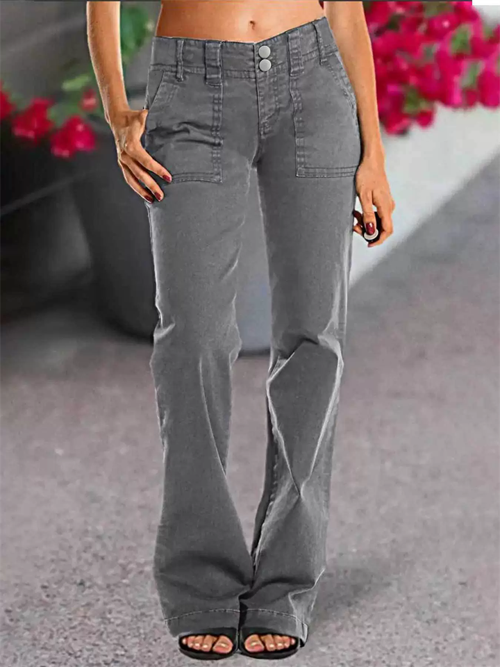 Women's Vintage Mid-Waist Loose Fit Flare Denim Jeans