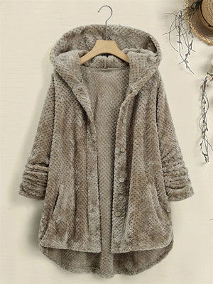 Women's Winter Chic Raglan Sleeves Hooded Fuzzy Coats