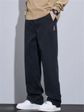 Daily Wear Casual Elastic Waist Loose Fit Straight Leg Pants for Men