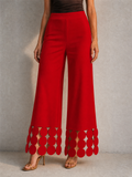 Womens High Waisted Wide Leg Pants with Circular Hem