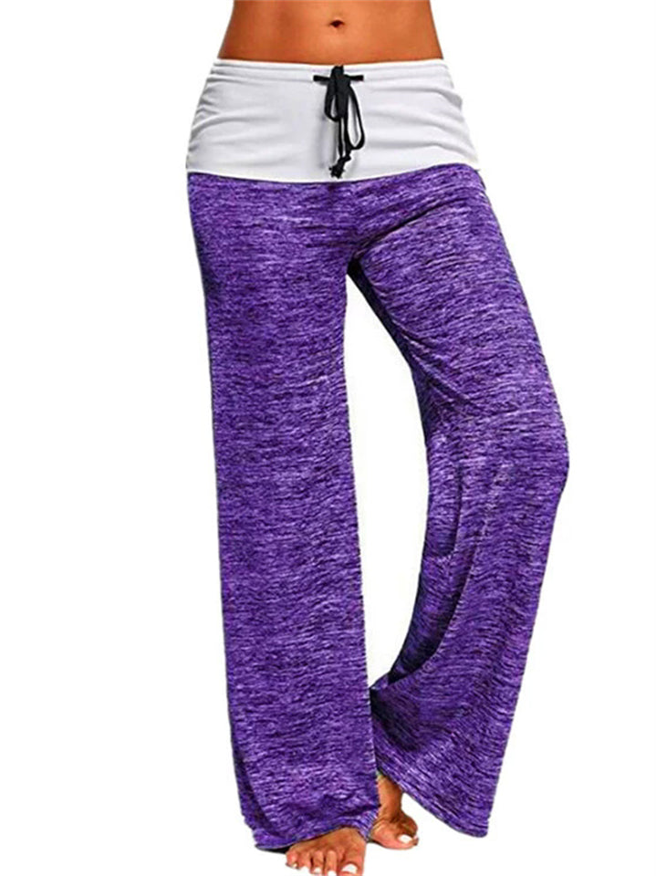 Women's Contrast Color Patchwork Sporty Wide Leg Pants