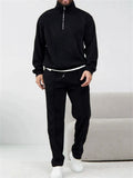 Men Corduroy Half Zip Sweatshirt and Jogger Pants Two Piece Set
