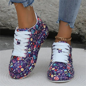 Lady Trendy Outdoor Casual Graffiti Lace-up Sneakers