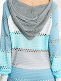 Women's Casual Contrast Color Hollow Patchwork Hoodie