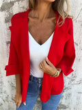 ‌Womens Autumn Faux Suede Plain Color Lapel Cardigan Outwear