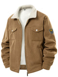 Men's Winter Warm Fleece Lined Corduroy Lapel Workwear Coats