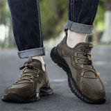 Male's Faux Leather Mesh Patchwork Outdoor Elastic Laces Sneakers