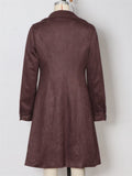 Women's Autumn Vintage Faux Suede Single Breasted Lapel Midi Coats