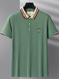 Men's Contrast Color Casual Short Sleeve Lapel Polo Shirts