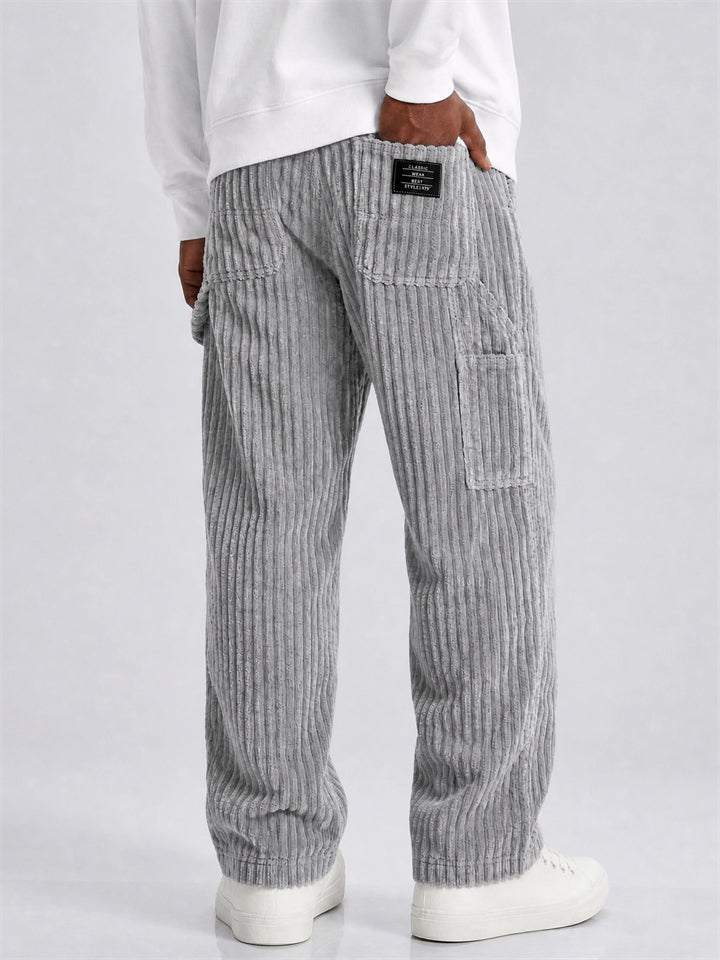 Mens Wide Wale Corduroy Relaxed Fit Utility Cargo Pants