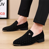 Men's Vintage Faux Suede Leopard Head Badge Dress Shoes