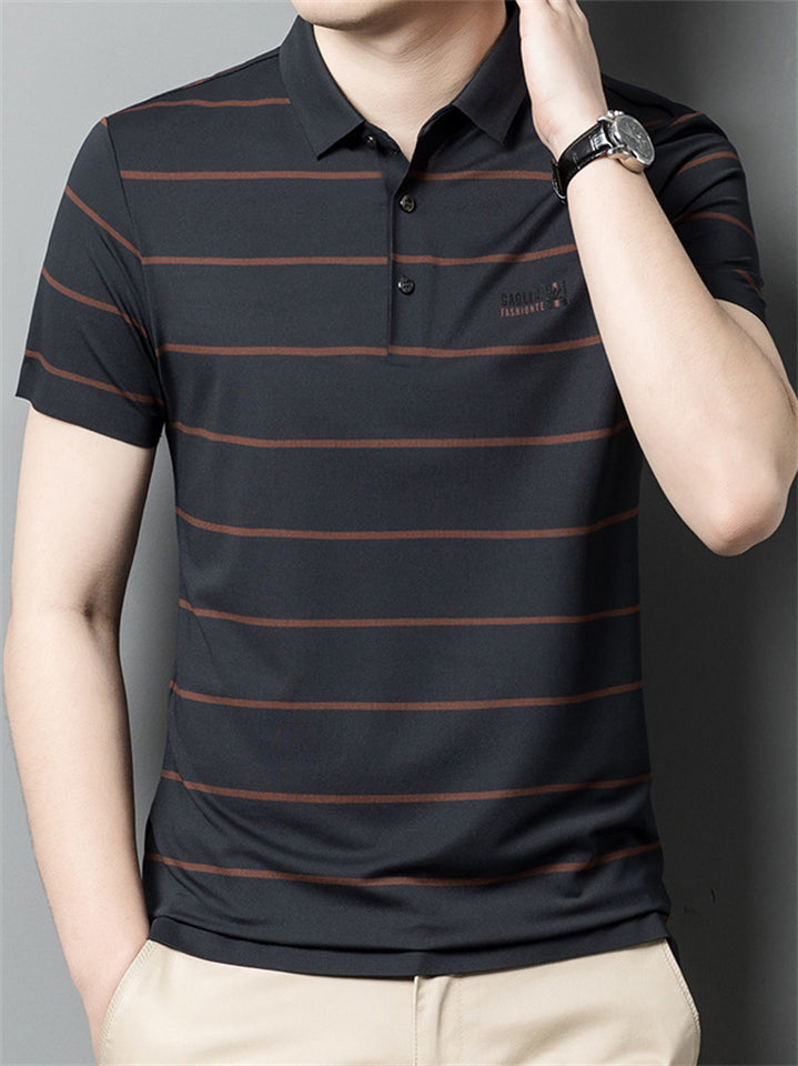 Men's Summer Stripe Lapel Short Sleeve Shirts